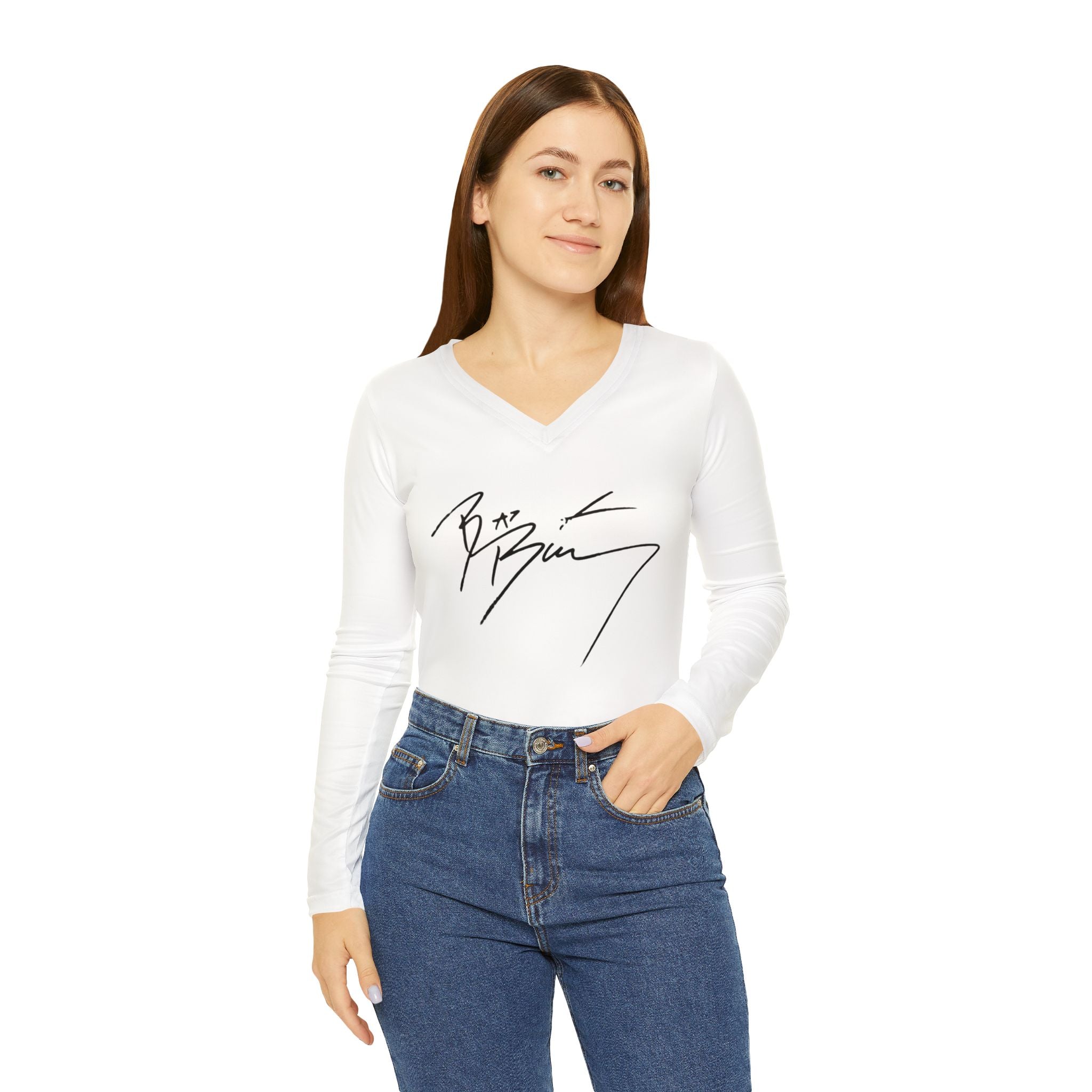 Bad Bunny Inspired Women’s Long Sleeve V-Neck Shirt – Streetwear Signature Style Top