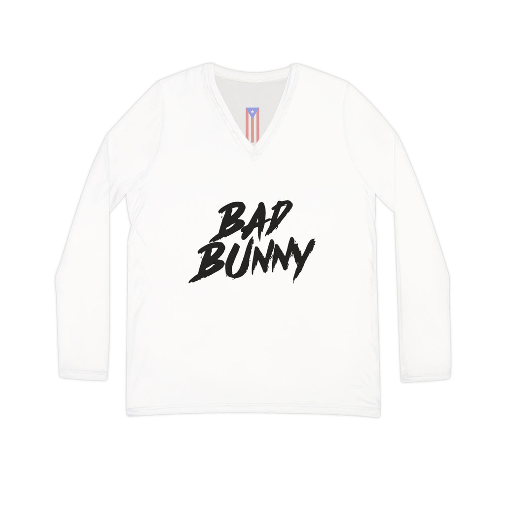 Bad Bunny Inspired Women’s Long Sleeve V-Neck Shirt – Streetwear Style Top