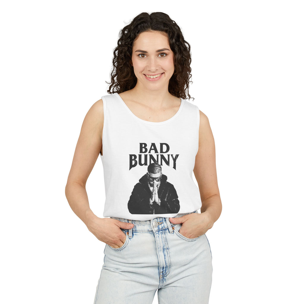Garment Dyed Bad Bunny Inspired Tank Top – Puerto Rico Streetwear Aesthetic Sleeveless Tee