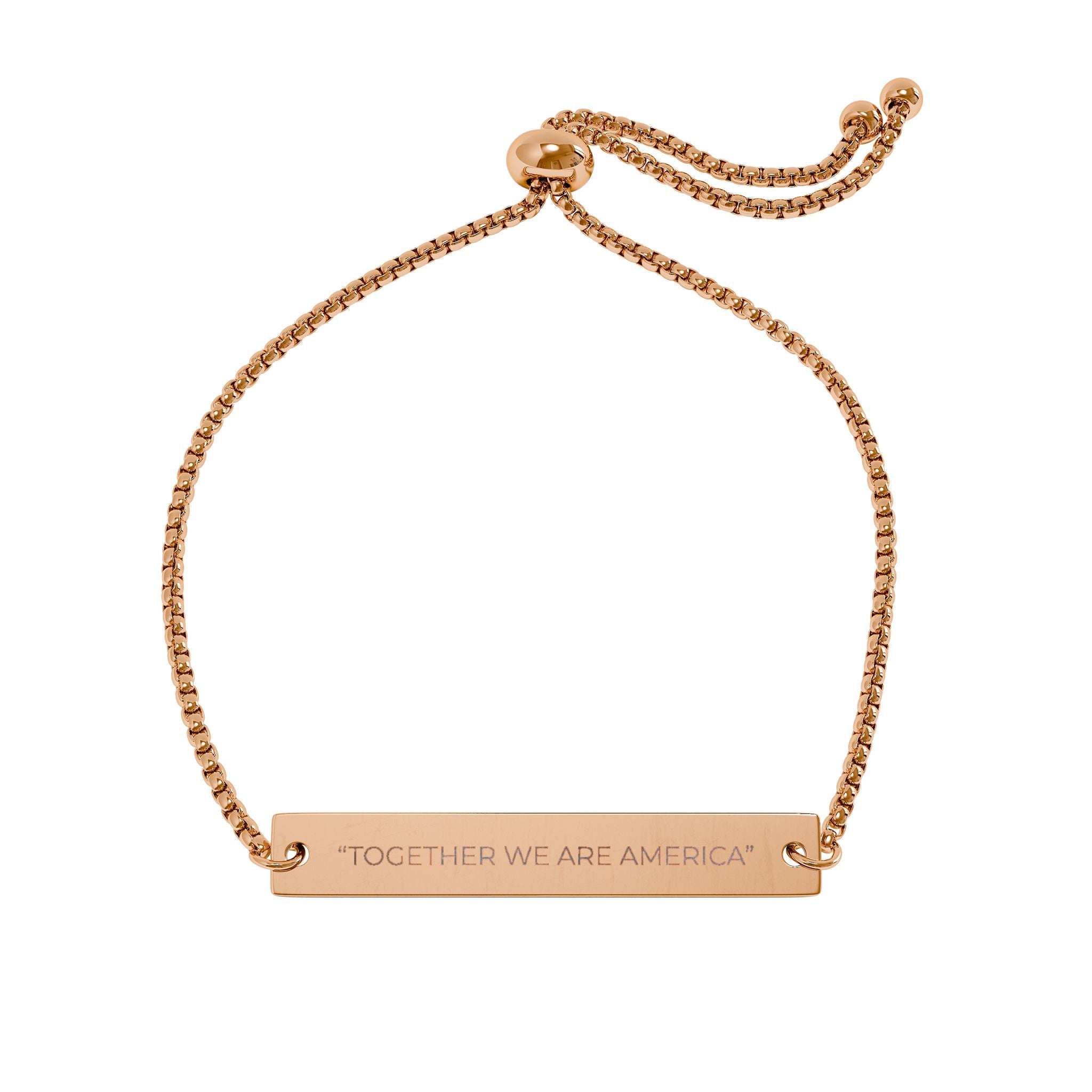 “Together With America” Adjustable Flat Bar Bracelet – Minimal Streetwear Engraved Cuff