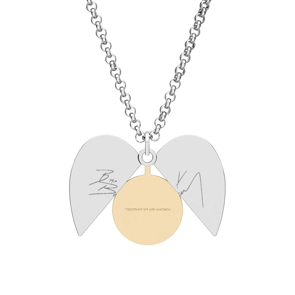 Hidden Message Heart Necklace – “Together We Are America” Engraved Pendant