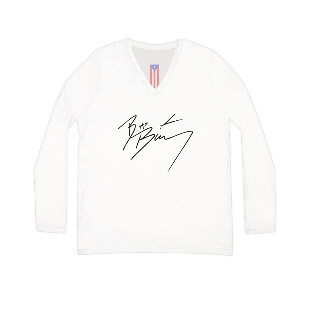 Bad Bunny Inspired Women’s Long Sleeve V-Neck Shirt – Streetwear Signature Style Top