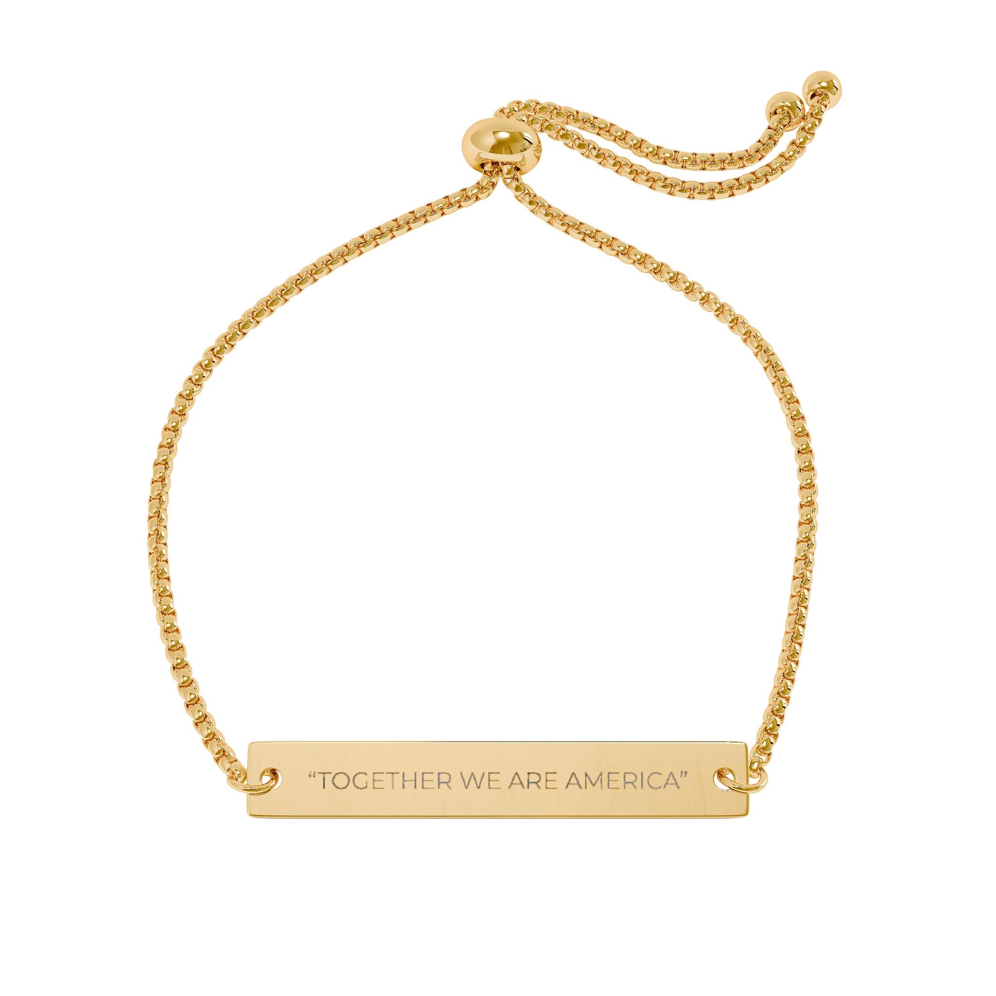 “Together With America” Adjustable Flat Bar Bracelet – Minimal Streetwear Engraved Cuff