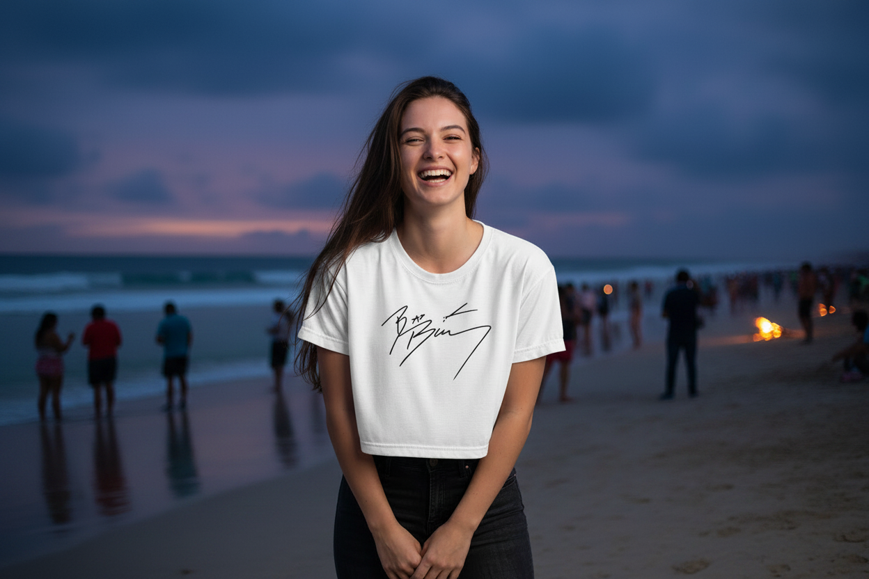 Crop Tee — Moody Dusk with People
